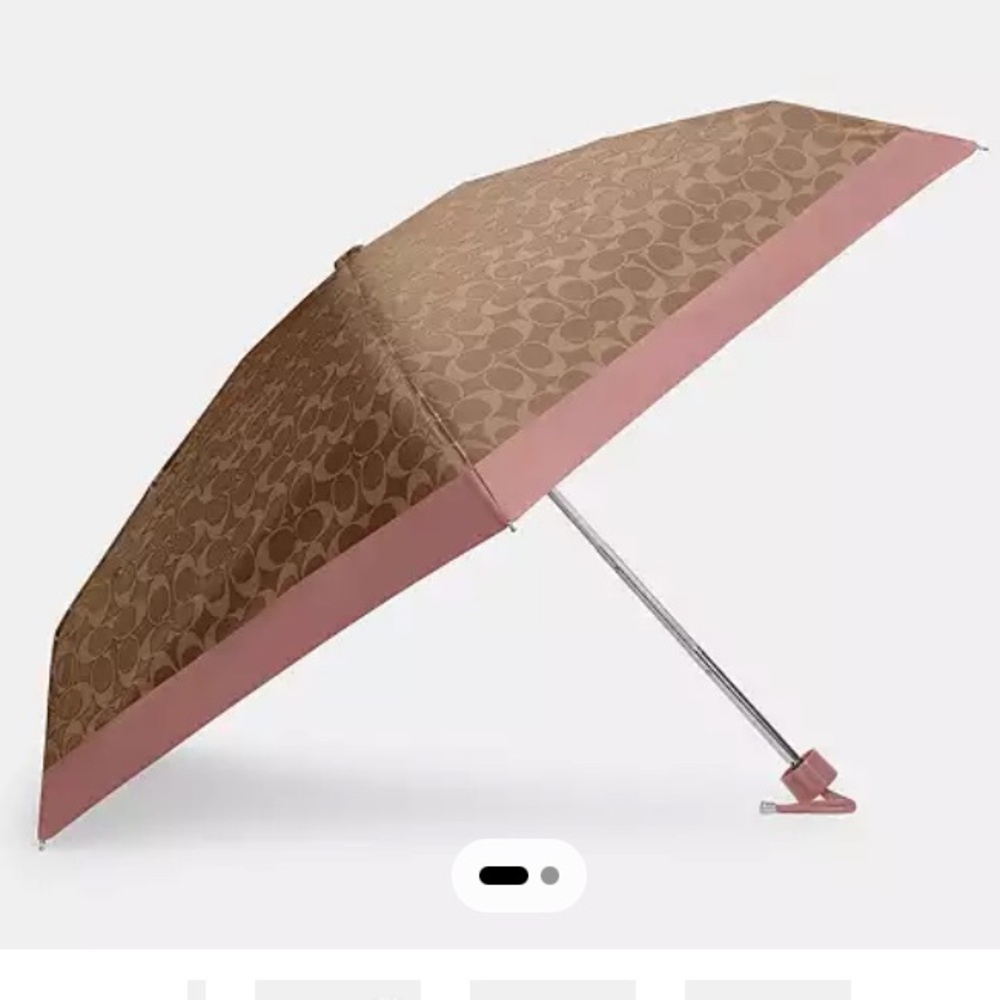 ☔️COACH UV Mini Umbrella, Style C4322, Signature C Khaki / Pink Petal Nylon, NWT